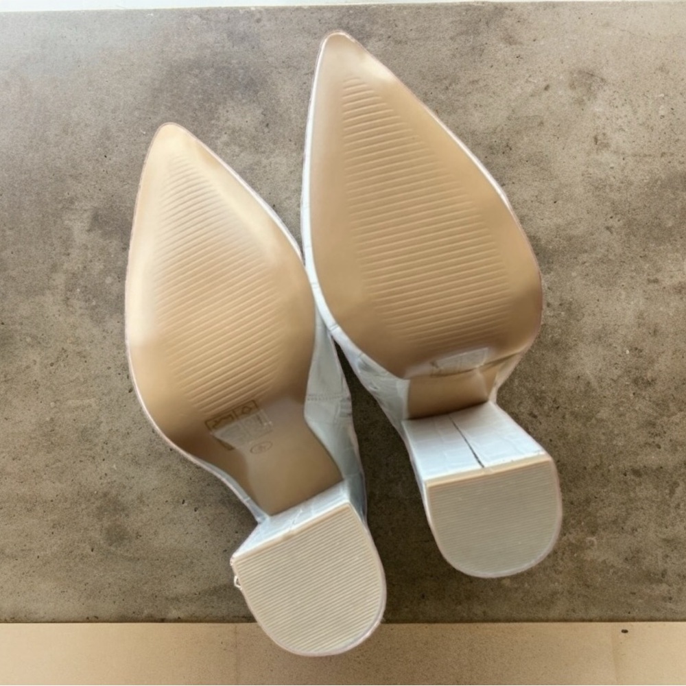 PLT Behati White Croc Embossed Vegan Leather Ankle Boots 4” Block Heel 6.5 NEW - Picture 12 of 14